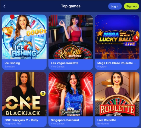 DK88 Top Games grid showing live-dealer tables including Las Vegas Roulette, Mega Fire Blaze Roulette and Live Roulette