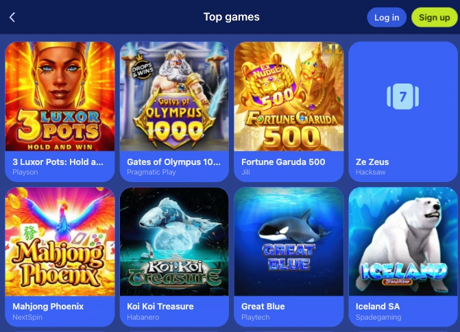 DK88 Top Games grid showing slot titles including Gates of Olympus 1000, Fortune Garuda 500 and Mahjong Phoenix